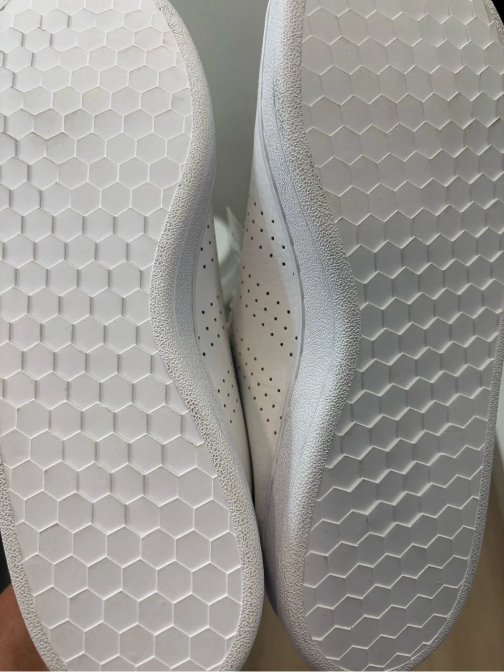 adidas White Leather Sneakers with Green Heel Accents